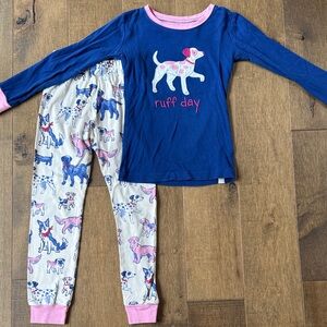 Hatley Organic Ruff Day Kids Pajamas - Blue and Pink
